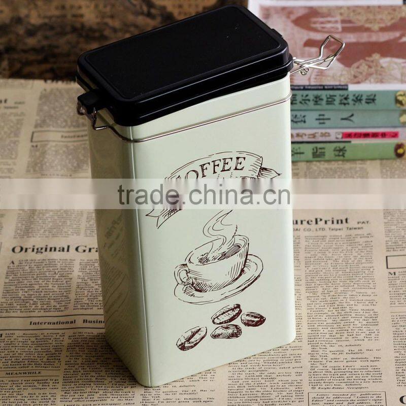 2015 beautiful rectangular shaped metal coffee tin box