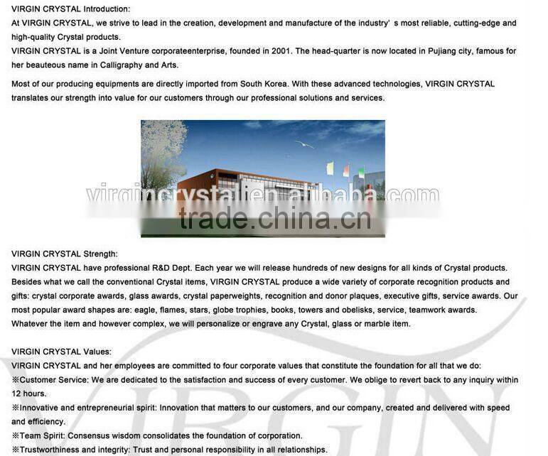 high quality crystal award plaque office gift