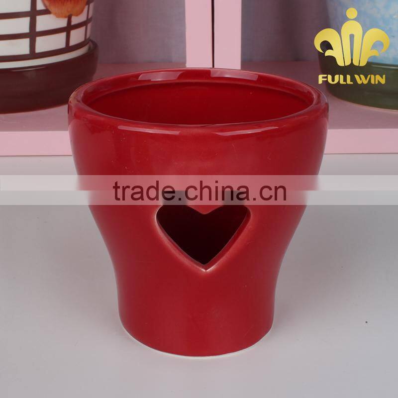 Heart pattern ceramic table planter garden planter flower pot for webbing and valentine's day decoration