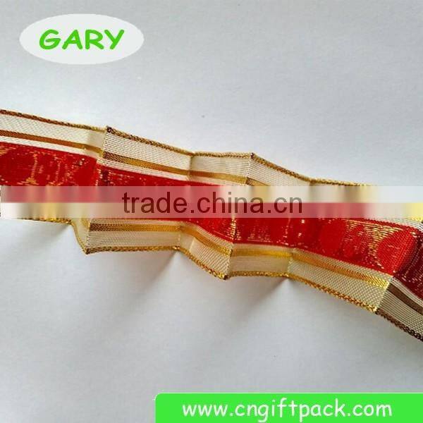 1-1/2" Gold and Red Wired Edge Outdoor Christmas Ribbon