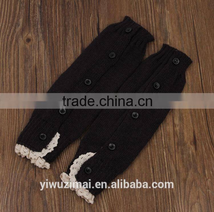 Beautiful Children Solid Color Knit Leg Warmers Infant Toddler Winter Lace Buttons Leg Warmer