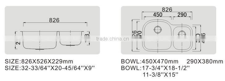High quality Stainless steel sink 304 stamping undermount sink -KS-UM-D62