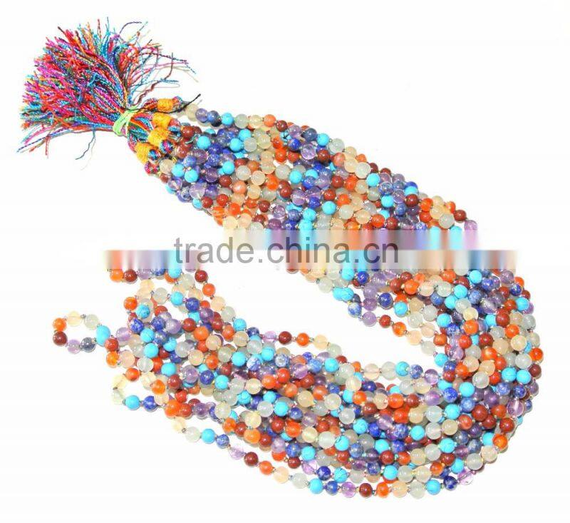 Red Goldstone Notted Jap Mala : Wholesale Jap Mala : Handmade Agate Cotton Notted 108 Beads Mala