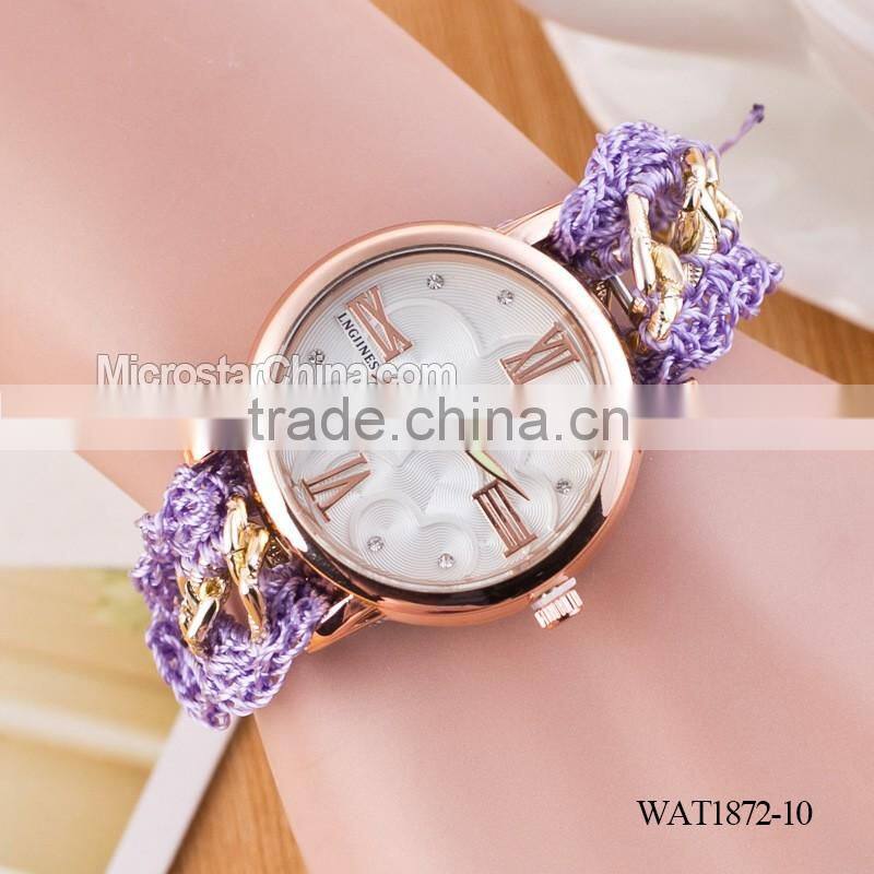 New Classic Geneva Ethnic Braided Analog Quartz Chain roman numerals lady watch