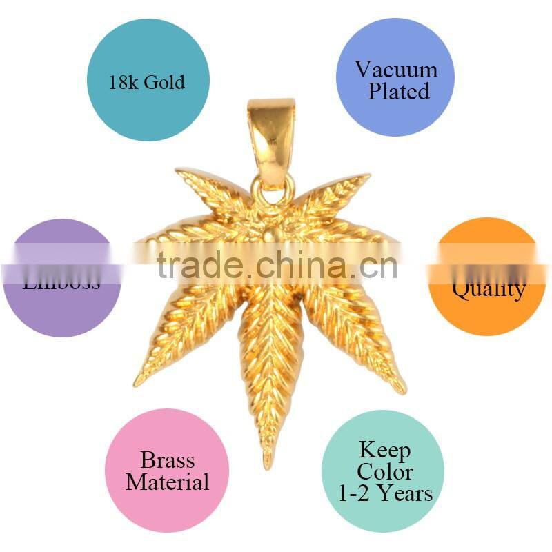 ATHENAA Couple Leaf Pendant 18k Gold Plated Yiwu Jewelry Factory Hip Hop Pendant