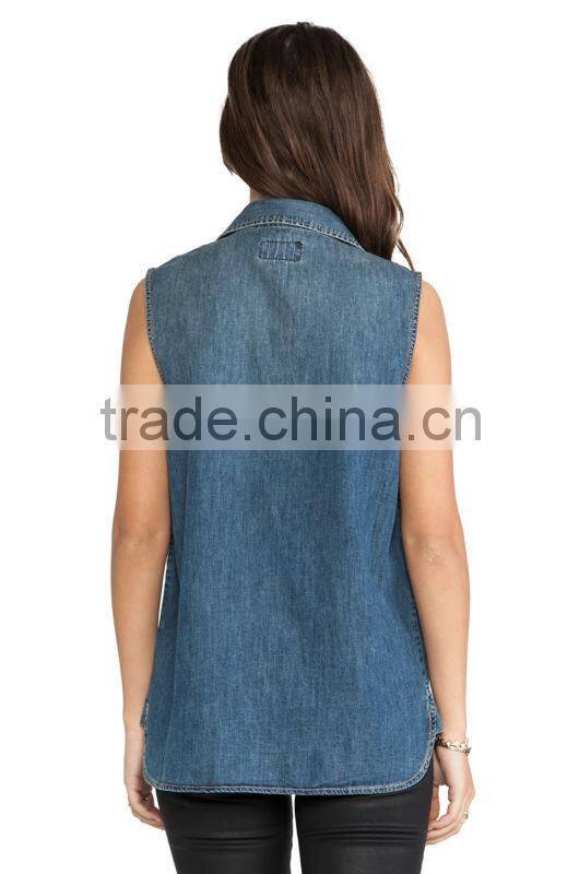 new designer sleeveless denim women vest JXF032