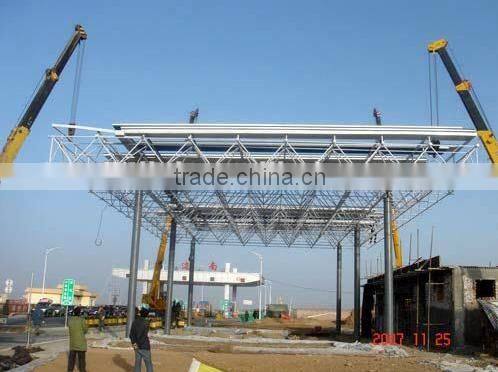 low cost gas station steel girder truss construction