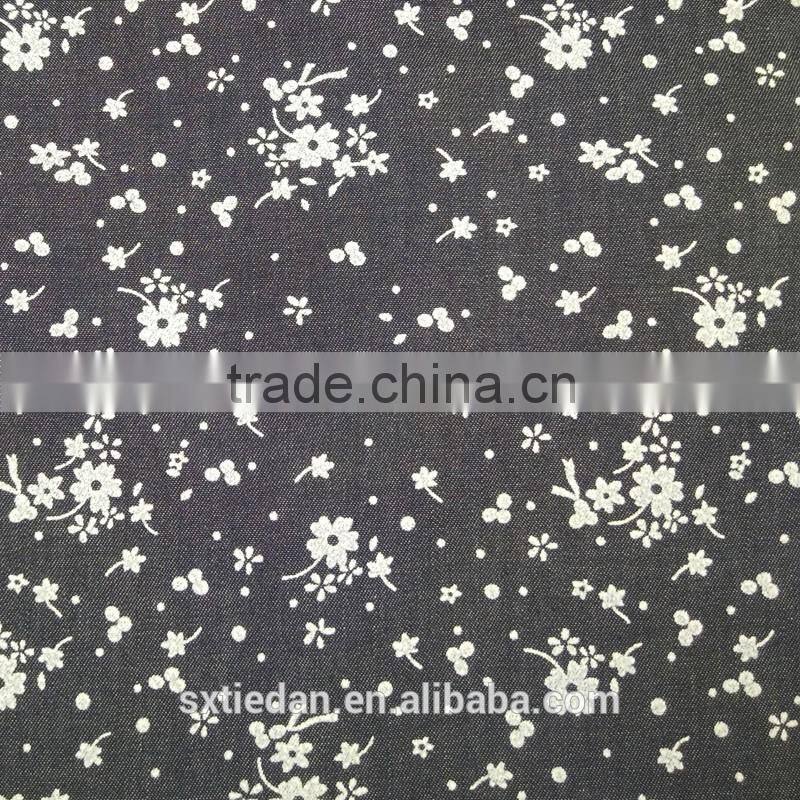 Eco-friendly discharge print denim fabric for shirts