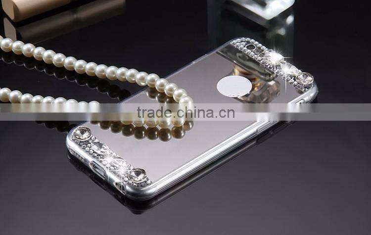Mirror Luury Diamond Rhinestone TPU Case for iPhone 5 6 6s plus Soft Silicone Thin Protective Back Cover for Samsung Galaxy S6