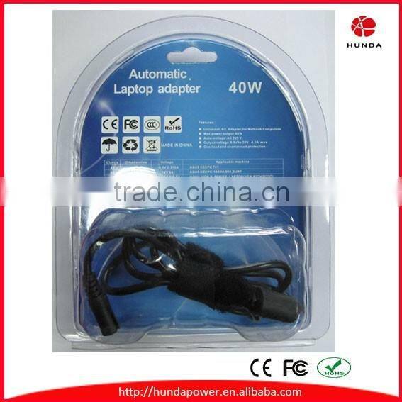 Universal 40W Mini AC Adapter Charger + power cord: for 9.5V, 10.5V, 12V, 19V, 19.5V, 20V laptop
