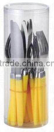 Stainless steel cutlery set, plastic handle, different color