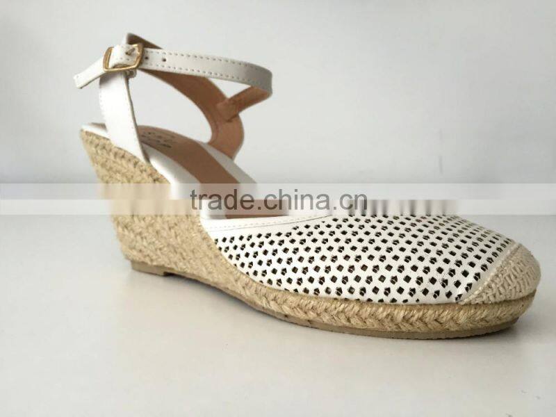 new style fashion shoe punched white pu upper platform high heel lady women sandals espadrilles shoes footwear