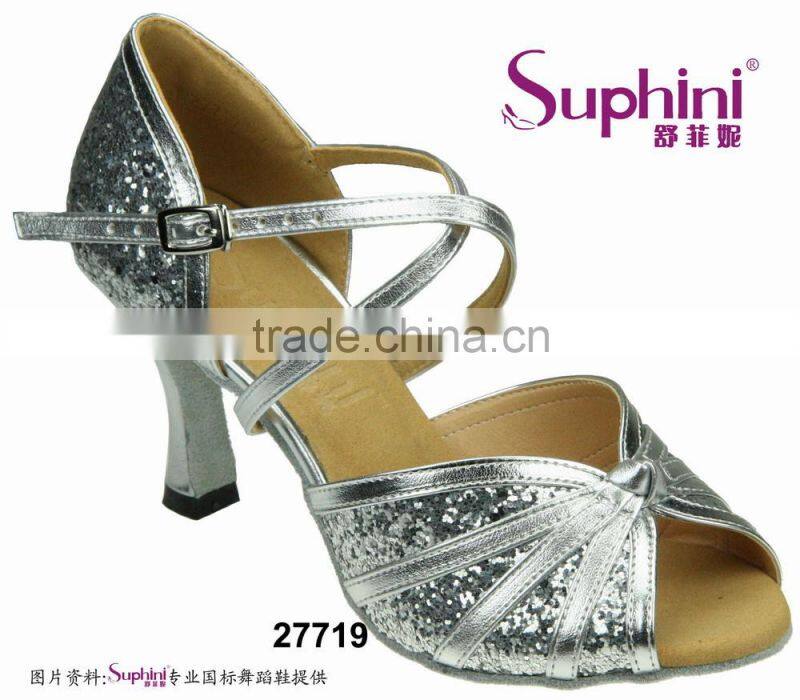 Sequin Ladies Shoes , Women Wide Ballroom Dance Shoes