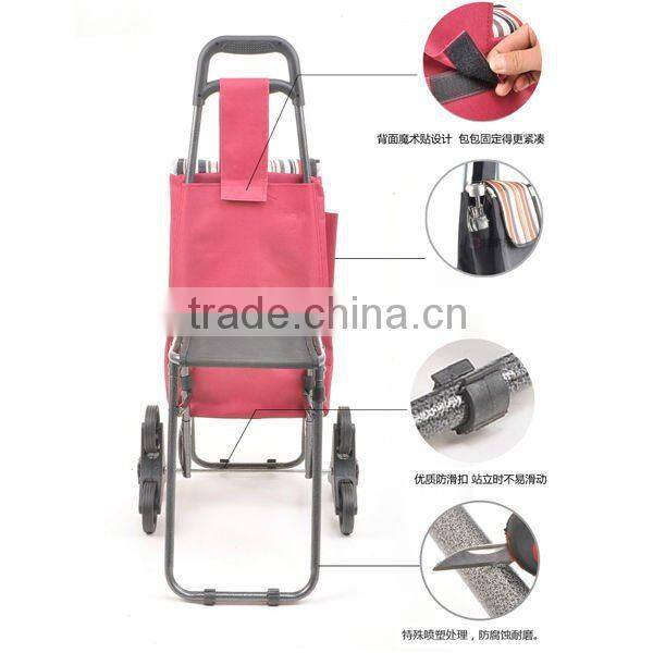 Folding shopping cart with seat and bag