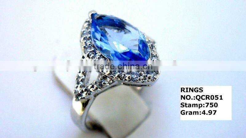 QCR051 designer big stone ring,wholesale 925 sterling silver ring in rhodium plating