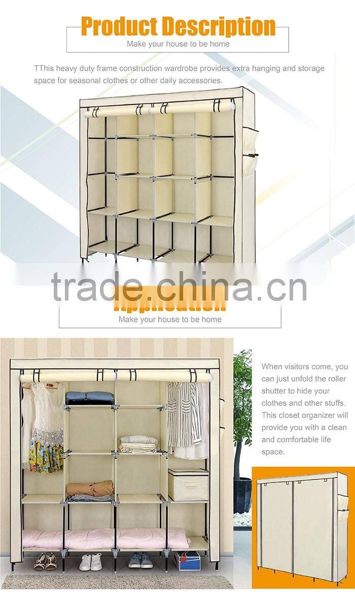 Assembled Large Non-woven Fabric Sturdy Bedroom Wardrobe Closet for Clothes,Quilt,Accesories