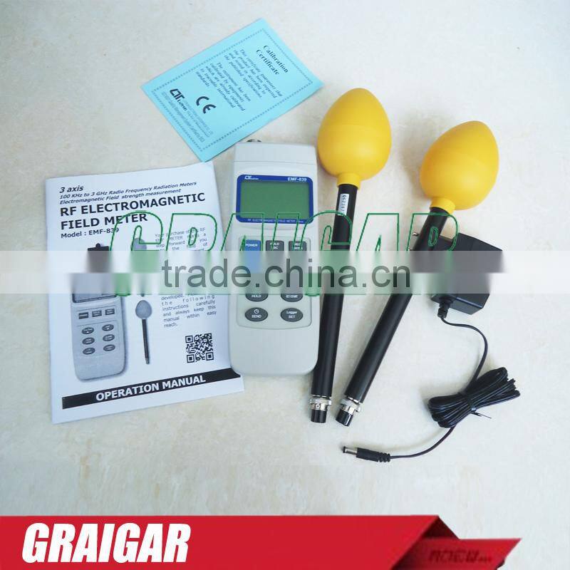 Double probe EMF frequency electromagnetic field detector meter ,EMF-839 EMF839 EP-03H:100M-3GHz,EP-04L:100K-100M+
