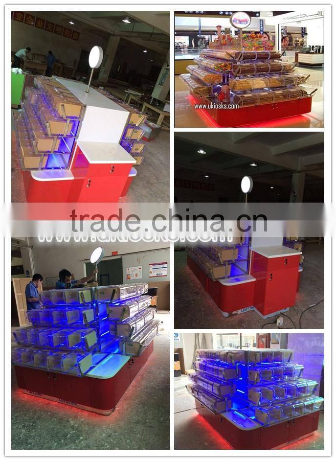 2016 Christmas mall candy kiosk, cotton candy kiosk design, candy store furniture for sale