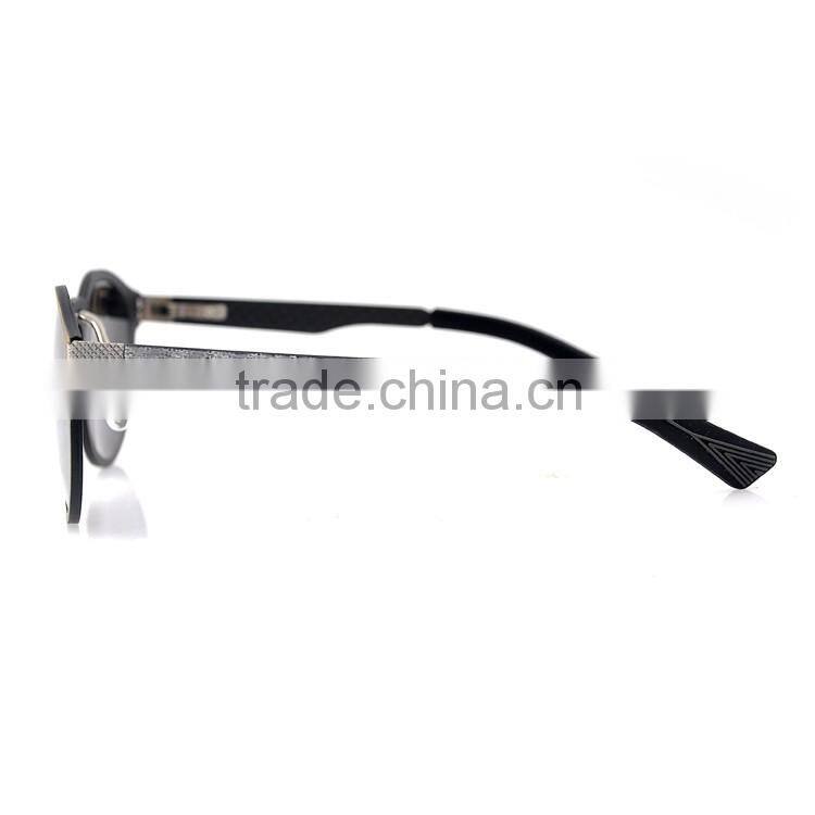 retro round wood and carbon fiber double materials sunglasses