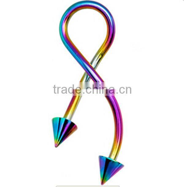 Titanium Double Gem Twister Body Piercing Rings