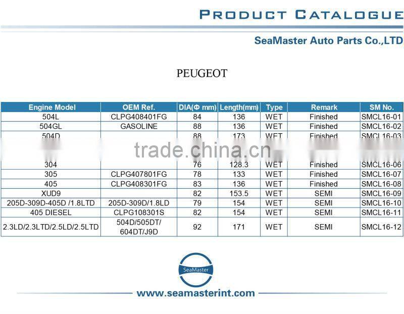 Cylinder liner for PEUGEOT 504L OEM No. CLPG408401FG 84*136mm