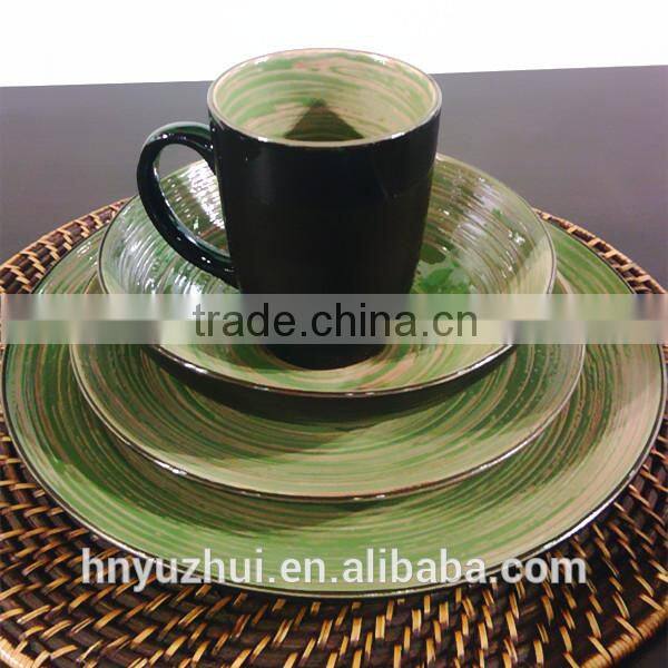 Hand made crackle dinner set north america new product factory direct