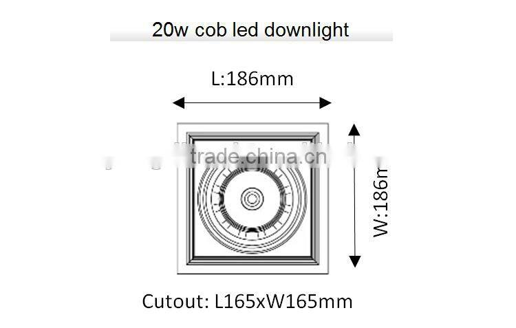 Modern kitchen design square led cob ceiling down light / 20w cob led downlight / Led downlight kits uk
