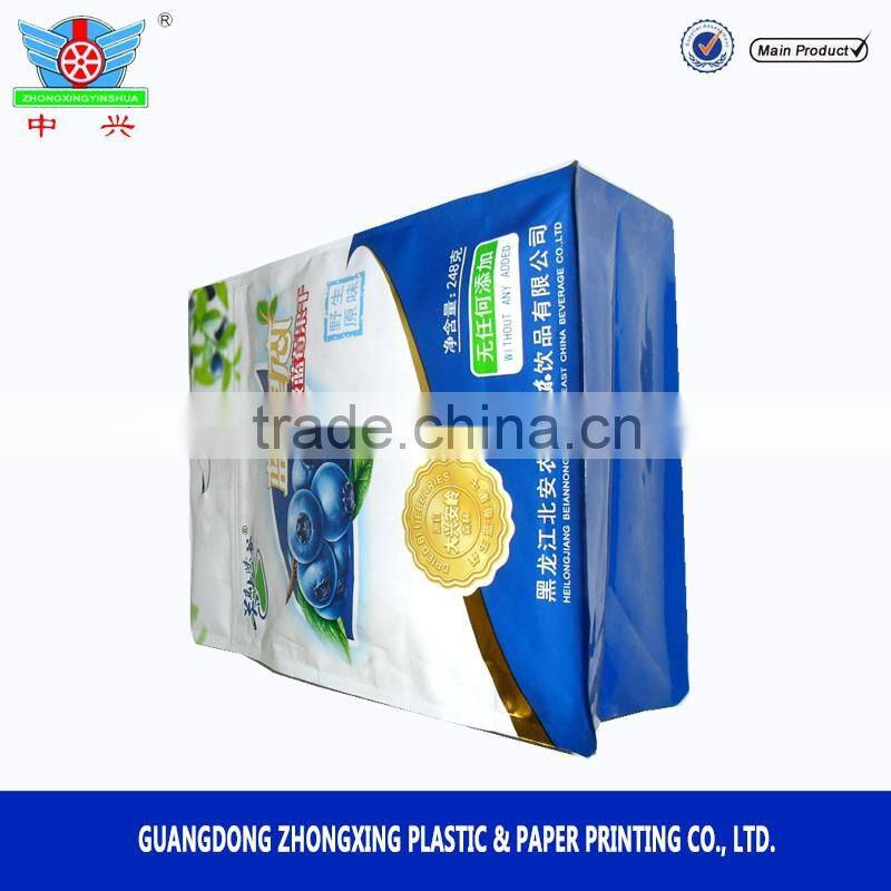 Factory price eight side sealed zip lock pouch with square bottom