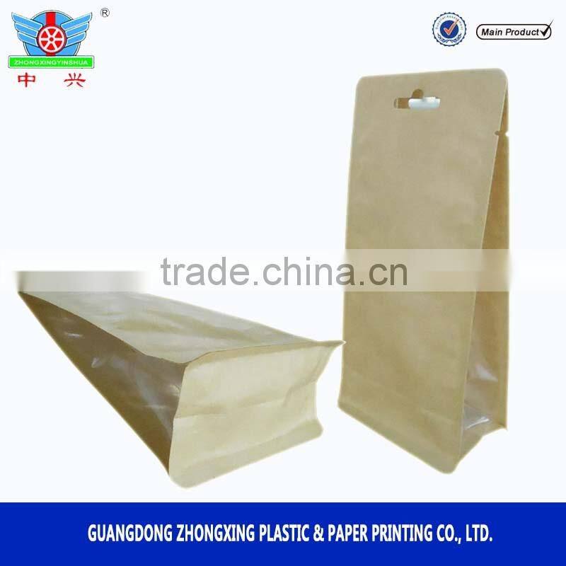 food grade laminated flat bottom snack paper bag with side window