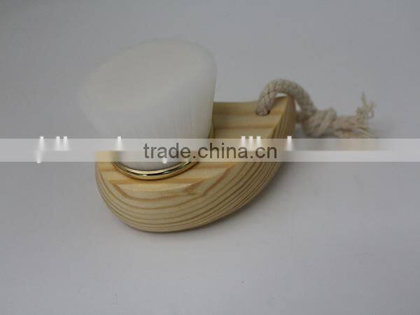 Hot sale wood handle synthetic hair face cleaning brush