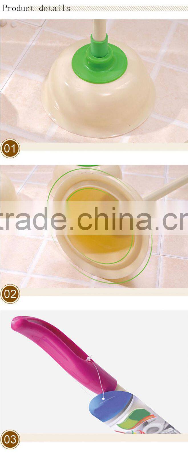 High quality Custom Stocked Large Wood Handle Rubber Cup Plunger To unblock Toilet