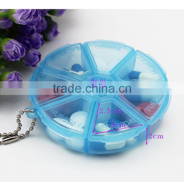 round weekly Mini box _7 week pill box rotary cover kits /PP plastic pill box/Medical capsule holder