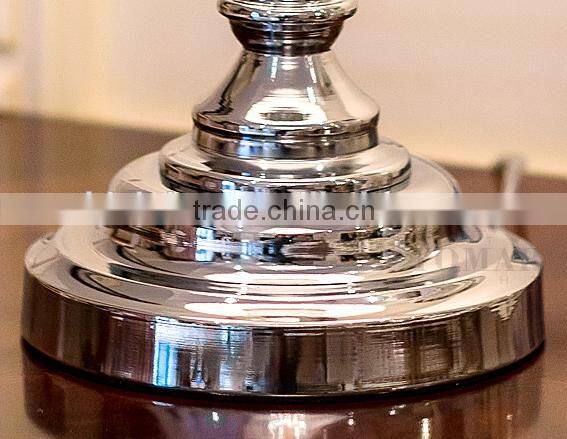 Silver plated metal lampstand clear K9 crystal carving table lamp with fabric lampshade