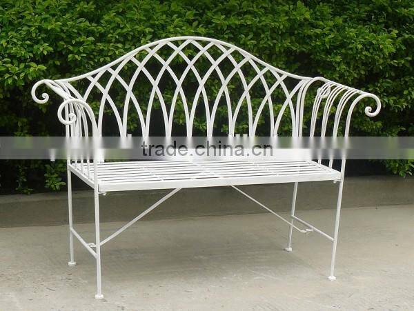 Gothic Style Folding Metal Garden Bench Shabby Chic