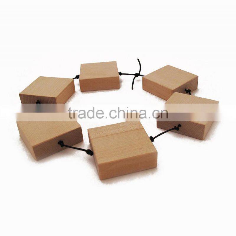 Solid Wood Original Bare Stepping Blocks Trivet Oak Placemat Bunch with Rope