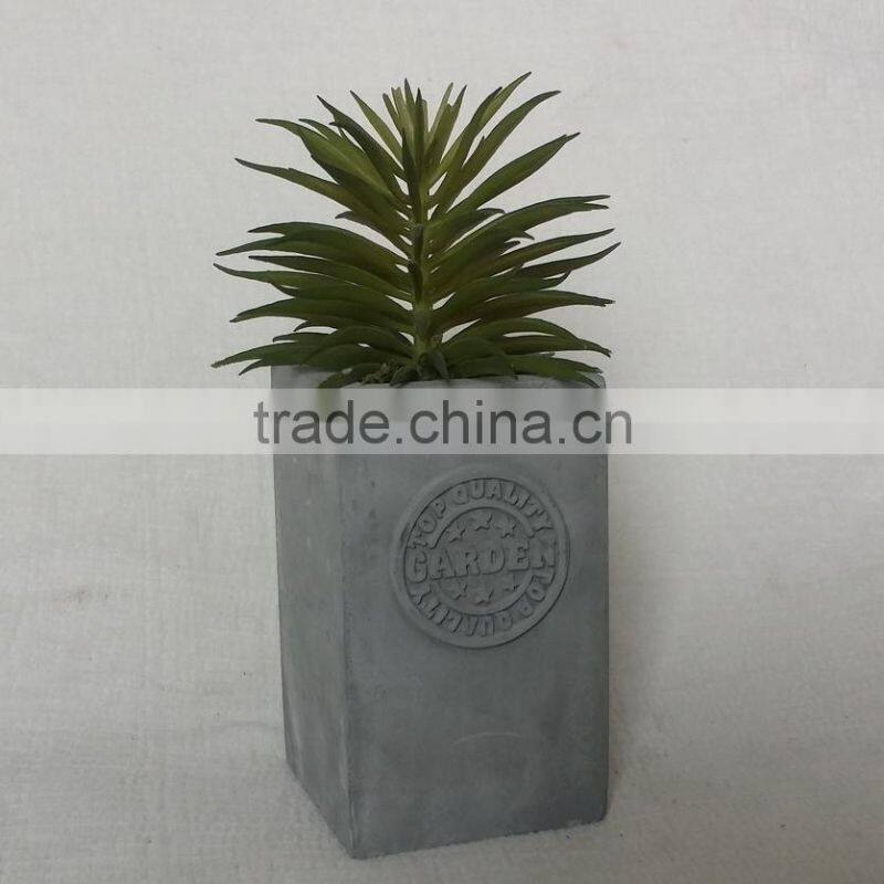 Cheap concrete pots with fake plants
