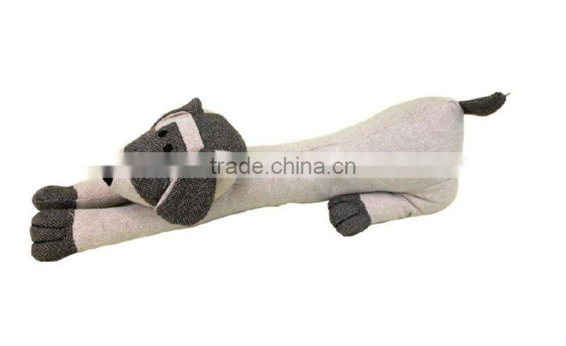 Store More Beige and Grey Mokey Cotton Animal Sliding Door Stopper