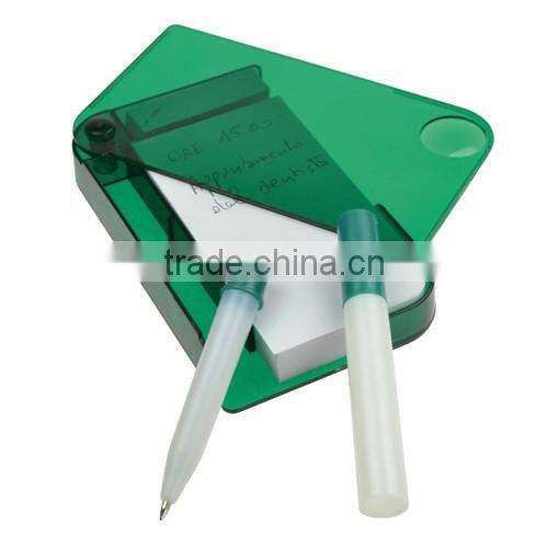block-notes with magnifier,sticky notes and ballpen in plastic case