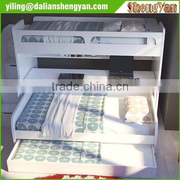 Kids Wooden Furniture Transitional Bunk Bed with Table