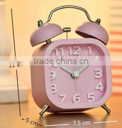 Supply creative retro twin bell alarm clock / square alarm clock