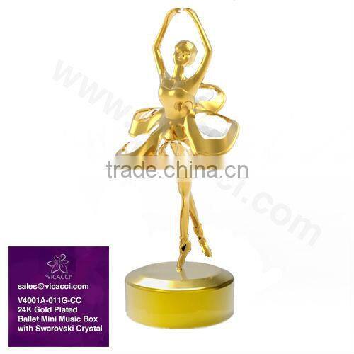 High Quality Gold Plated Decorative Ballet Figurine with crystals from swarovski