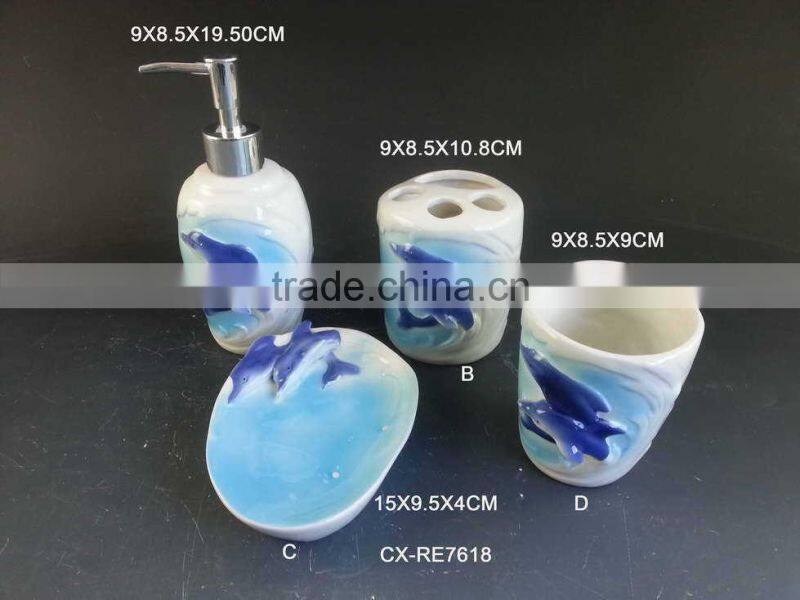 Classical Handpainted Pizza Plate ABC, Domomite Dolphin Plate