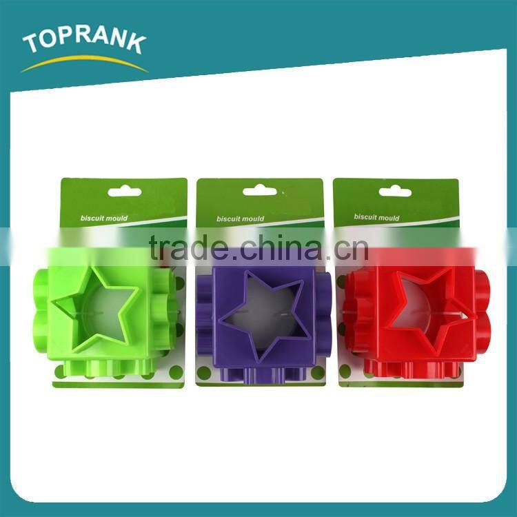 Toprank High Quality Multifunction Colorful Pastry Cookie Cutter Custom 6 In 1 Shaped 3D Plastic Cookie Cutter