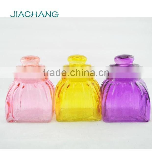 square buttom airtight glass preserve container with bird ceramic lid