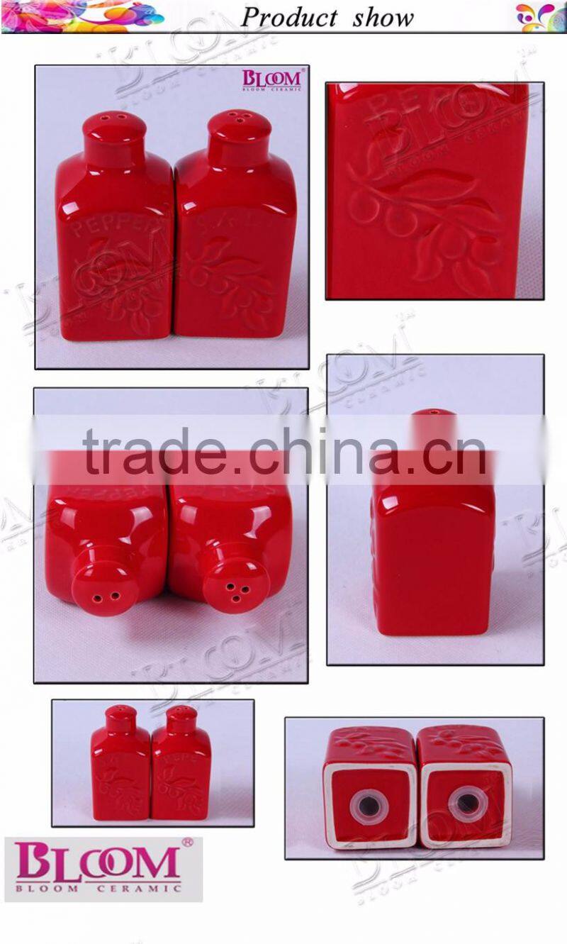 ceramic red salt and pepper shaker wedding favors