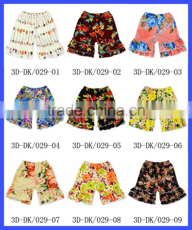 Wholesale Children's Boutique Clothing Blue Soft Summer Baby Girls Ruffle Shorts
