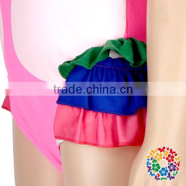 Honorable White Swan Printed Girls Bodysuit Summer Ruffles Kids Girls Swimwear