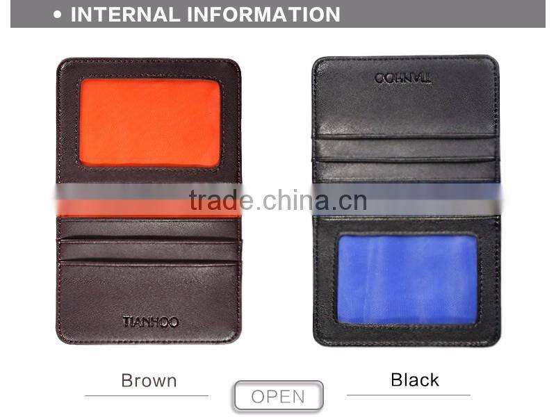 colourful Promotional PU Leather Credit Card Holder With Clear ID Window