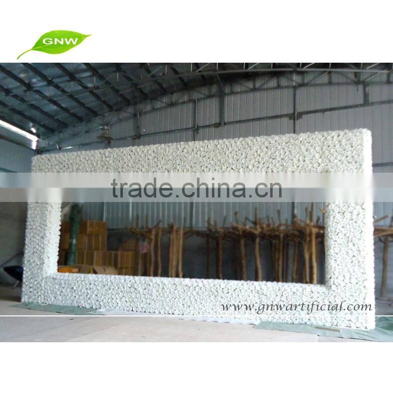 GNW FLW1603003-W Wholesale Wedding stage backdrop decoration White big Artificial flower frame