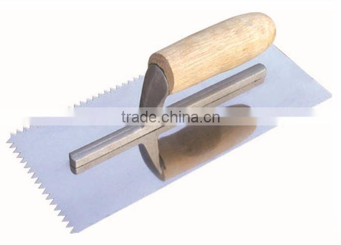 Multifunction Notched blade Plaster trowel with wooden handle